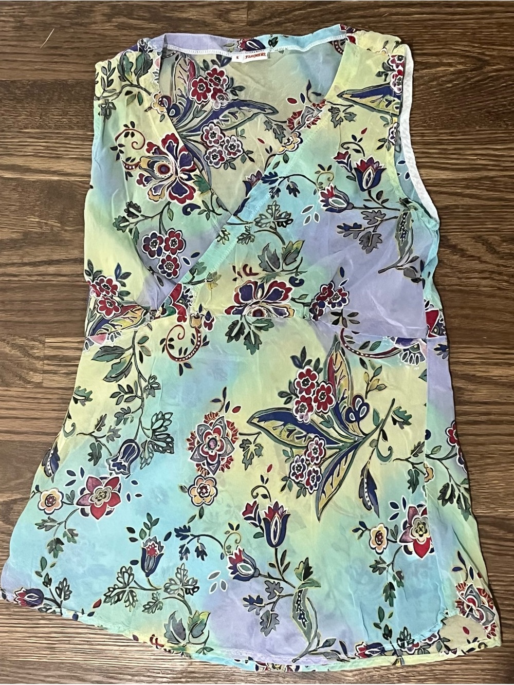 Tianello Pastel Floral Sleeveless Wrap Top